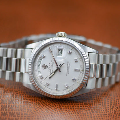 Rolex Oyster Perpetual Day Date in White gold. Ref: 1803. Circa: 1970.