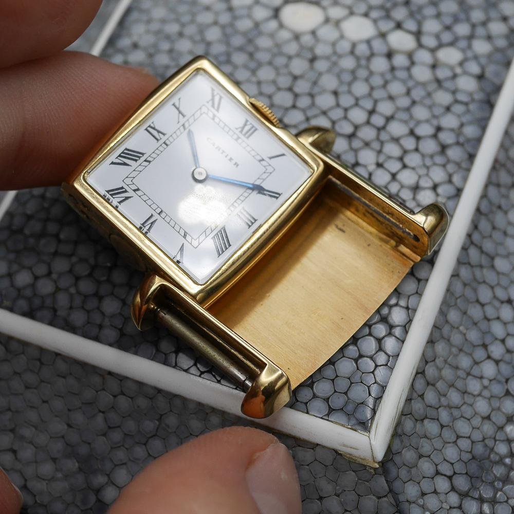 Cartier Tank Basculant In Pink Gold Circa: 1970