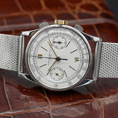 Patek Philippe Chronograph, Ref 130 in Stainless steel and Yellow Gold, Circa 1941 - Pires - Mauboussin