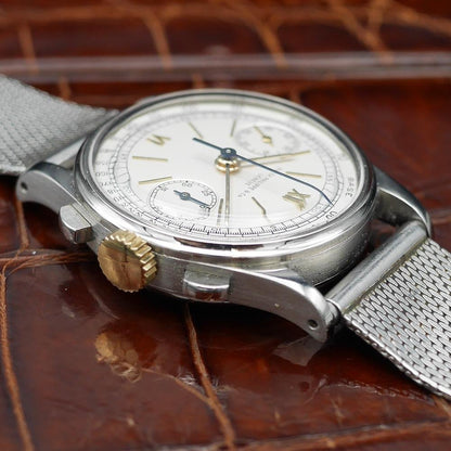 Patek Philippe Chronograph, Ref 130 in Stainless steel and Yellow Gold, Circa 1941 - Pires - Mauboussin