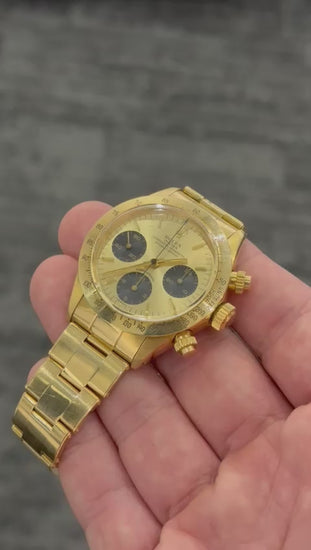 Vintage Rolex Cosmograph Daytona Ref. 6265 in 18k yellow gold with full set, from 1986.