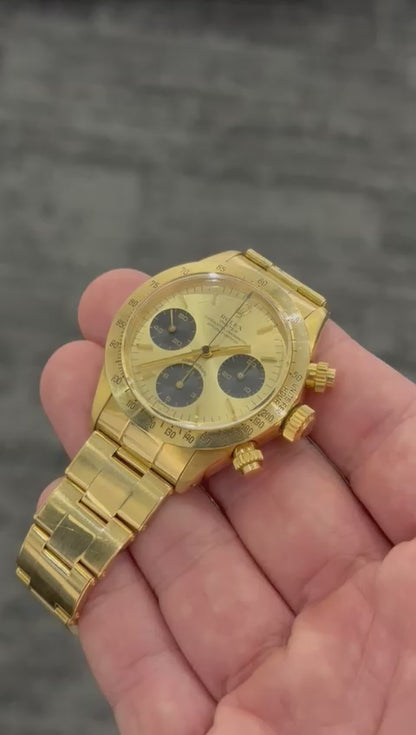 Vintage Rolex Cosmograph Daytona Ref. 6265 in 18k yellow gold with full set, from 1986.